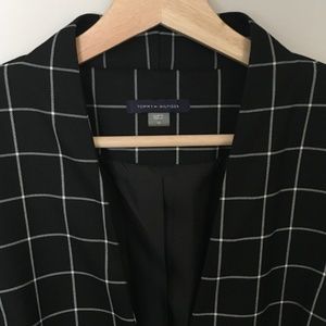 Tommy Hilfiger Black Windowpane Open Blazer Jacket
